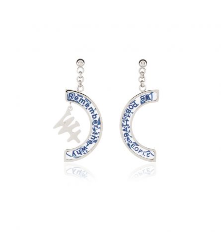 We Positive Earrings Printed Deep Sea Col. Blue