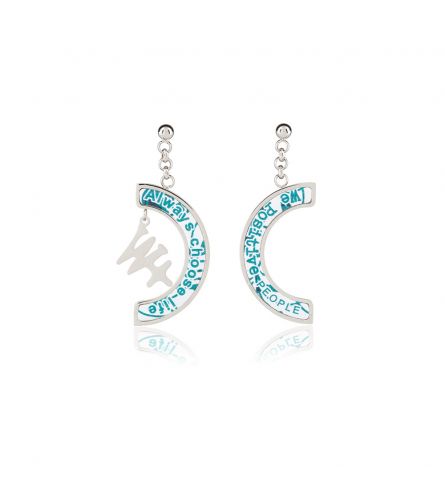 We Positive Earrings Printed Deep Sea Col. Petrol