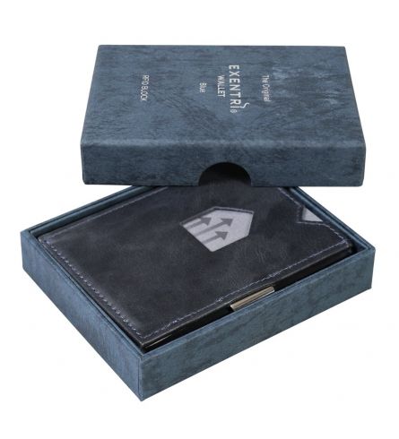 Exentri RFID Wallet Blue Leather Wallet